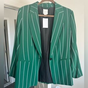 Green striped blazer